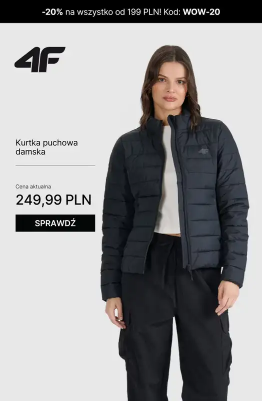 4F - gazetka promocyjna Kurtki puchowe damskie – super okazje! od piątku 17.10 do niedzieli 26.10 - strona 10