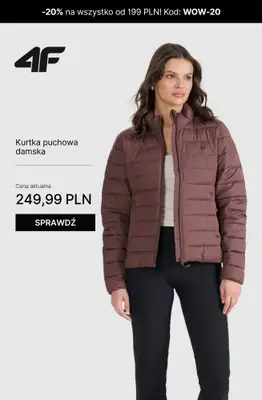 4F - gazetka promocyjna Kurtki puchowe damskie – super okazje! od piątku 17.10 do niedzieli 26.10 - strona 3