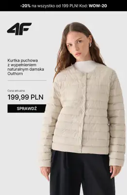 4F - gazetka promocyjna Kurtki puchowe damskie – super okazje! od piątku 17.10 do niedzieli 26.10 - strona 6