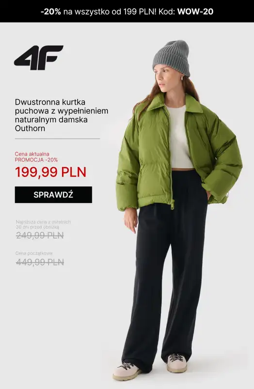 4F - gazetka promocyjna Kurtki puchowe damskie – super okazje! od piątku 17.10 do niedzieli 26.10 - strona 7