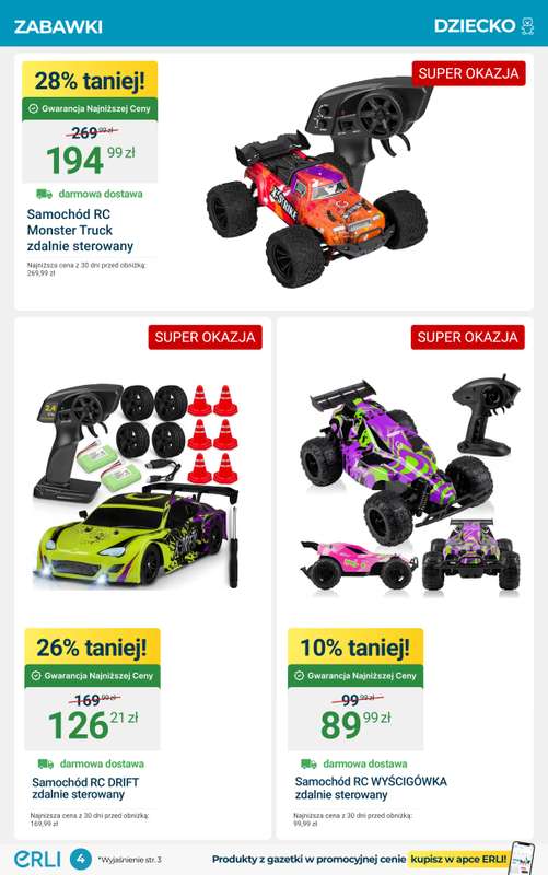 Erli - gazetka promocyjna Zabawki, sprzęt sportowy i elektronika  - TANIEJ! od soboty 18.10 do niedzieli 26.10 - strona 4