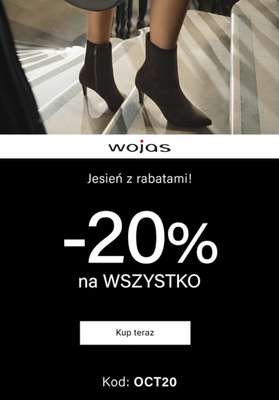 Wojas - gazetka promocyjna -20% na wszystko od piątku 17.10 do środy 22.10