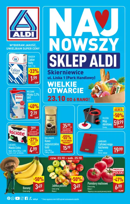 Aldi - gazetka promocyjna SKIERNIEWICE: WIELKIE OTWARCIE już w czwartek: 23.10! od czwartku 23.10 do soboty 25.10