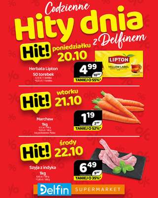Delfin - gazetka promocyjna Codzienne hity dnia od poniedziałku 20.10 do środy 22.10