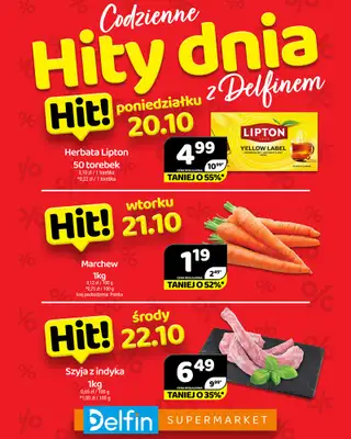 Delfin - gazetka promocyjna Codzienne hity dnia od poniedziałku 20.10 do środy 22.10