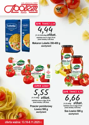 Społem - Blisko i Korzystnie - gazetka promocyjna Plakat promocyjny PSS Kalisz od poniedziałku 20.10 do soboty 08.11