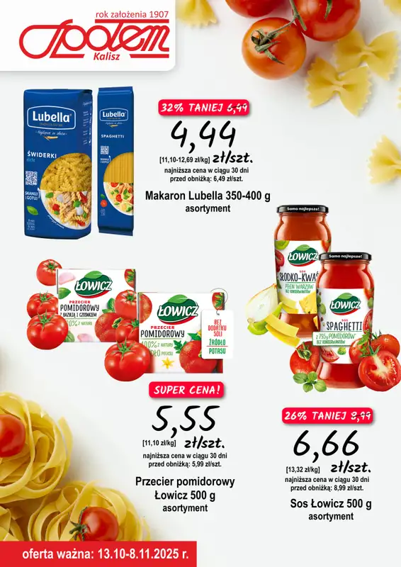 Społem - Blisko i Korzystnie - gazetka promocyjna Plakat promocyjny PSS Kalisz od poniedziałku 20.10 do soboty 08.11