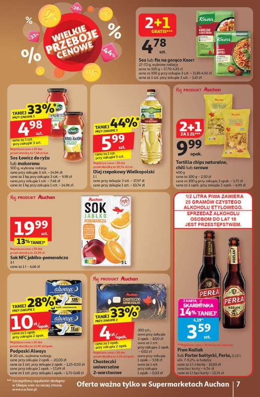Auchan - gazetka promocyjna Gazetka Wielkie przeboje cenowe Supermarket Auchan od czwartku 23.10 do środy 29.10 - strona 7