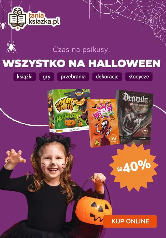 taniaksiazka.pl - gazetka promocyjna Książki, gry i dekoracje na Halloween od wtorku 21.10 do czwartku 30.10