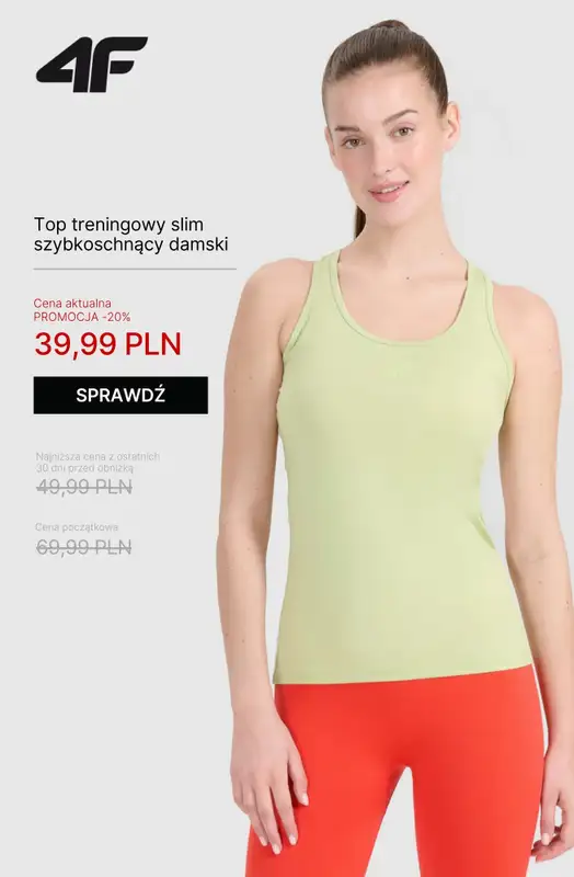 4F - gazetka promocyjna Ubrania na fitness i trening dla niej – od 39,99 zł od wtorku 21.10  - strona 4