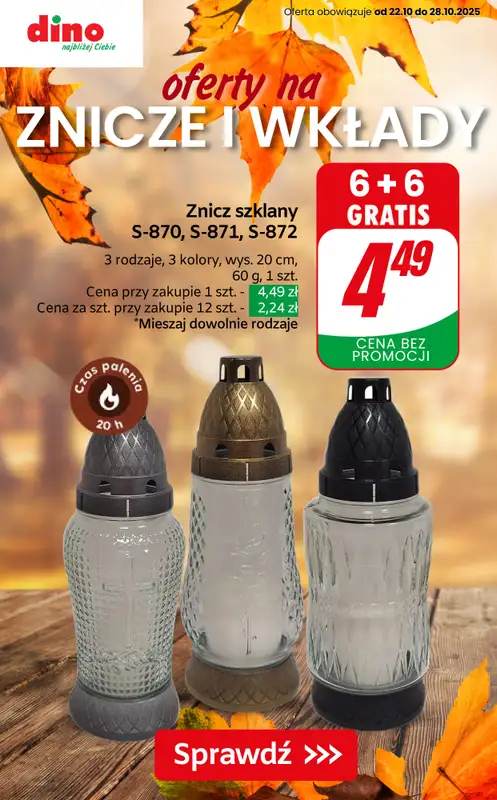 Dino - gazetka promocyjna Oferty na znicze i wkłady  
