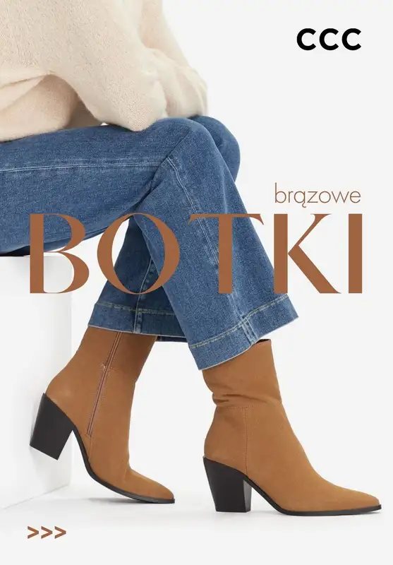 CCC - gazetka promocyjna Brązowe botki na obcasie  