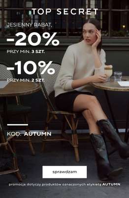 Top Secret - gazetka promocyjna -20% przy zakupie 3 szt. od środy 22.10 do czwartku 23.10