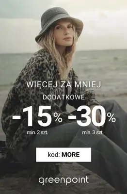 Greenpoint - gazetka promocyjna Więcej za mniej! -30% przy zakupie min. 3 sztuk od środy 22.10  Greenpoint - gazetka promocyjna Więcej za mniej! -30% przy zakupie min. 3 sztuk od środy 22.10