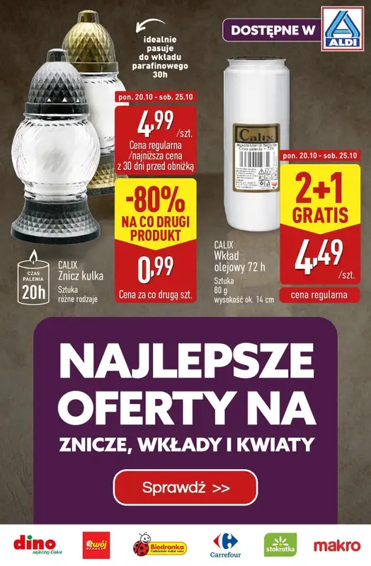#ZNICZE - gazetka promocyjna Najlepsze oferty na ZNICZE, WKŁADY i KWIATY od soboty 18.10 do piątku 24.10