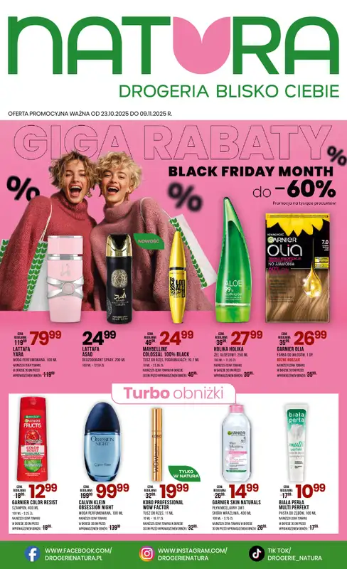 Drogerie Natura - gazetka promocyjna Gazetka od czwartku 23.10 do niedzieli 09.11