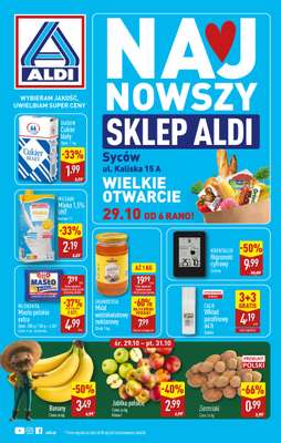 Aldi - gazetka promocyjna SYCÓW: WIELKIE OTWARCIE już w środę: 29.10! od środy 29.10 do piątku 31.10