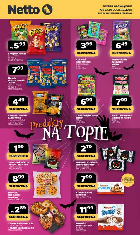 #Halloween - gazetka promocyjna Top produkty Netto na Halloween od czwartku 23.10 do soboty 25.10