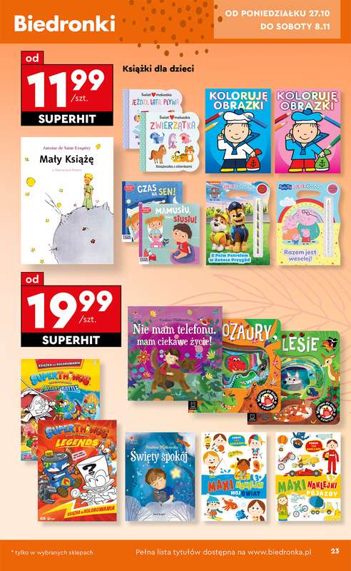 Biedronka - gazetka promocyjna Okazje tygodnia od 27.10 od poniedziałku 27.10 do środy 12.11 - strona 23
