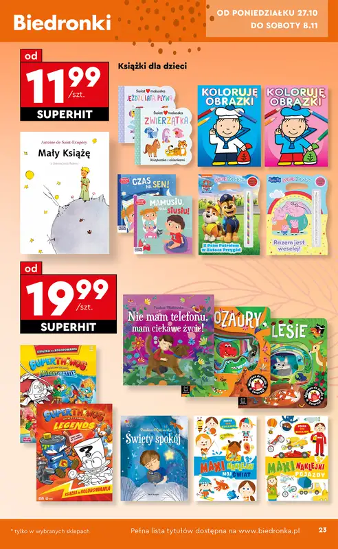 Biedronka - gazetka promocyjna Okazje tygodnia od 27.10 od poniedziałku 27.10 do środy 12.11 - strona 23