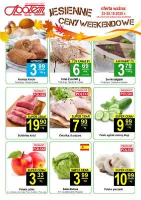 Społem - Blisko i Korzystnie - gazetka promocyjna Plakat promocyjny PSS Kalisz od piątku 24.10 do soboty 25.10