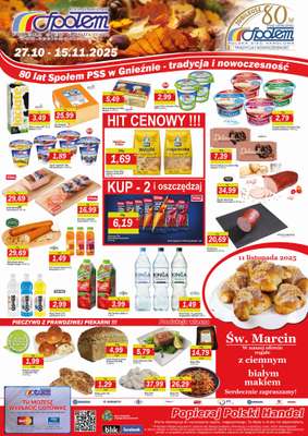 Społem - Blisko i Korzystnie - gazetka promocyjna Plakat promocyjny PSS Gniezno od poniedziałku 27.10 do środy 05.11