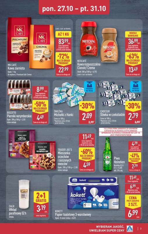 Aldi - gazetka promocyjna Weekend super cen w Aldi! od środy 29.10 do piątku 31.10 - strona 3 Aldi - gazetka promocyjna Weekend super cen w Aldi! od środy 29.10 do piątku 31.10 - strona 3