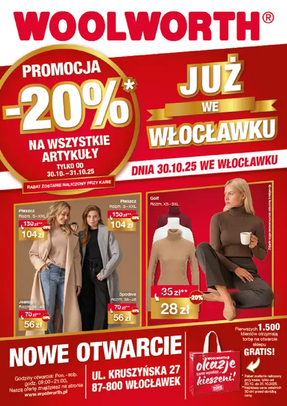 Woolworth - gazetka promocyjna WIELKIE OTWARCIE! WŁOCŁAWEK, ul. Kruszyńska 27 od czwartku 30.10 do piątku 31.10