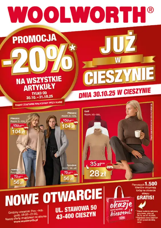 Woolworth - gazetka promocyjna WIELKIE OTWARCIE! CIESZYN ul. Stawowa 50 od czwartku 30.10 do piątku 31.10