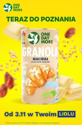 One Day More - gazetka promocyjna Owsianka Marcińska w Lidlu od poniedziałku 03.11 do niedzieli 09.11