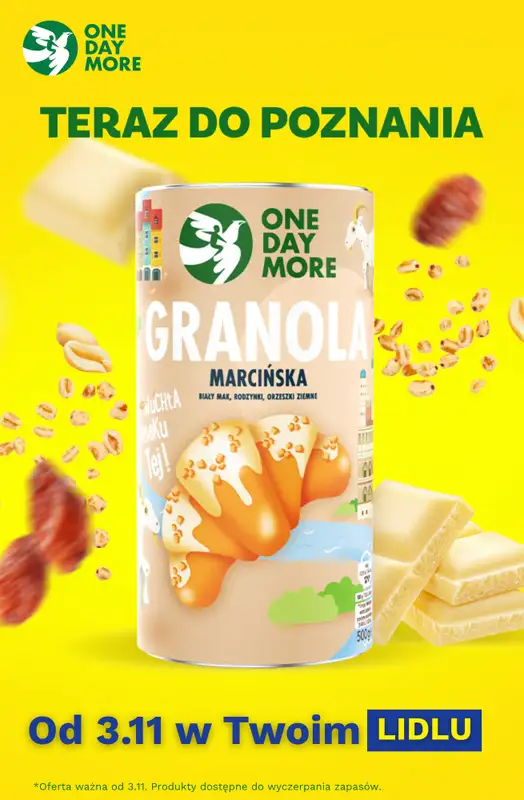 One Day More - gazetka promocyjna Owsianka Marcińska w Lidlu od poniedziałku 03.11 do niedzieli 09.11