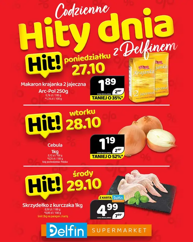 Delfin - gazetka promocyjna Codzienne hity dnia od poniedziałku 27.10 do środy 29.10
