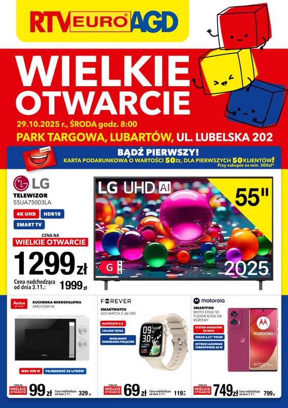 RTV EURO AGD - gazetka promocyjna WIELKIE OTWARCIE! LUBARTÓW od środy 29.10 do piątku 31.10
