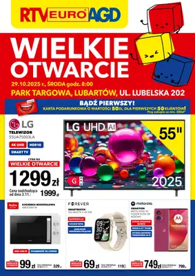RTV EURO AGD - gazetka promocyjna WIELKIE OTWARCIE! LUBARTÓW od środy 29.10 do piątku 31.10 RTV EURO AGD - gazetka promocyjna WIELKIE OTWARCIE! LUBARTÓW od środy 29.10 do piątku 31.10