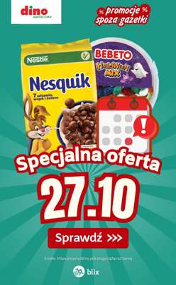 Dino - gazetka promocyjna Specjalna oferta na 27.10.2025 - promocje spoza gazetki od poniedziałku 27.10 do poniedziałku 27.10 Dino - gazetka promocyjna Specjalna oferta na 27.10.2025 - promocje spoza gazetki od poniedziałku 27.10 do poniedziałku 27.10