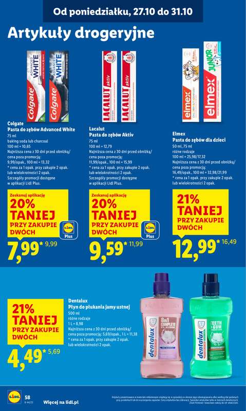 Lidl - gazetka promocyjna Oferta od poniedziałku od poniedziałku 27.10 do środy 29.10 - strona 62
