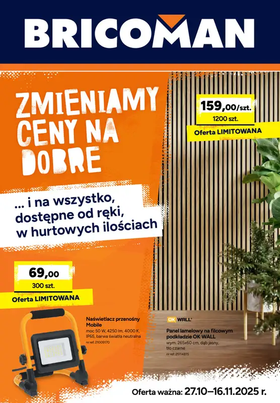 Bricoman - gazetka promocyjna Gazetka od poniedziałku 27.10 do niedzieli 16.11