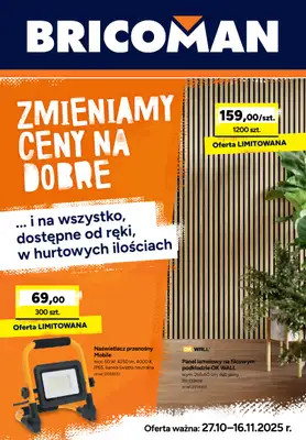 Bricoman - gazetka promocyjna Gazetka od poniedziałku 27.10 do niedzieli 16.11 Bricoman - gazetka promocyjna Gazetka od poniedziałku 27.10 do niedzieli 16.11