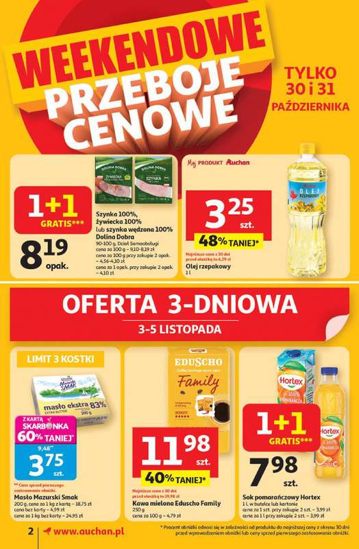 Auchan - gazetka promocyjna Gazetka Pewność niskich cen Supermarket Auchan od czwartku 30.10 do środy 05.11 - strona 2 Auchan - gazetka promocyjna Gazetka Pewność niskich cen Supermarket Auchan od czwartku 30.10 do środy 05.11 - strona 2