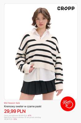 Kremowy sweter w czarne paski