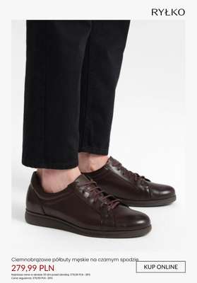 Ciemnobrązowe półbuty męskie na czarnym spodzie