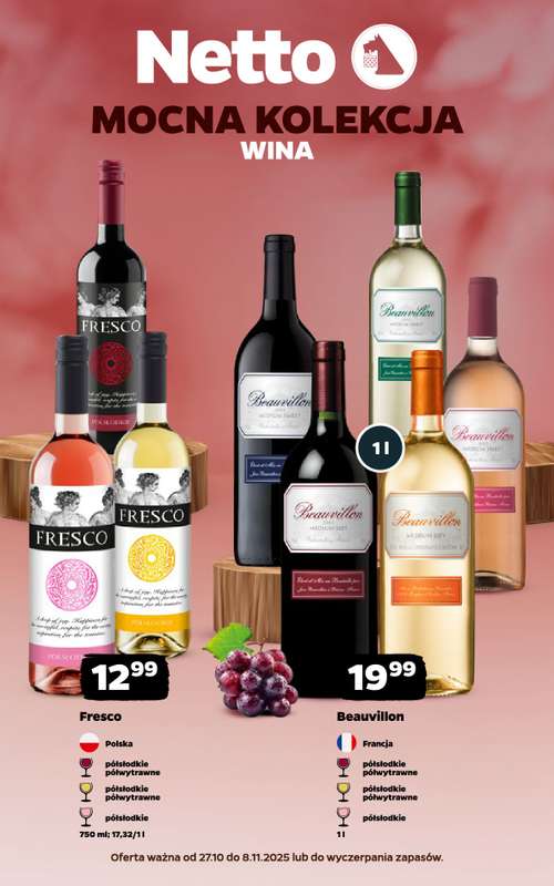 Netto - gazetka promocyjna Mocna Kolekcja - Wina  do soboty 08.11