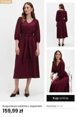 Burgundowa sukienka z wiązaniem