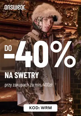 BEST SALE - gazetka promocyjna Answear | Do -40% na swetry od wtorku 28.10  BEST SALE - gazetka promocyjna Answear | Do -40% na swetry od wtorku 28.10