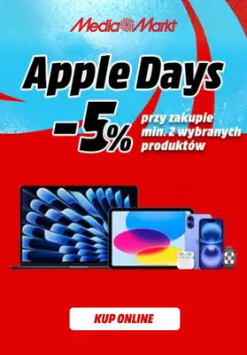 Media Markt - gazetka promocyjna 5% rabatu przy zakupie zestawu Apple! od wtorku 28.10 do piątku 31.10 Media Markt - gazetka promocyjna 5% rabatu przy zakupie zestawu Apple! od wtorku 28.10 do piątku 31.10