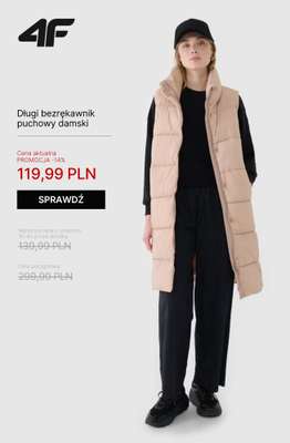 Długi bezrękawnik puchowy damski