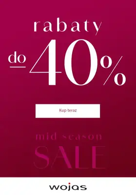 BEST SALE - gazetka promocyjna Wojas | Do -40% Mid Season Sale od wtorku 28.10  BEST SALE - gazetka promocyjna Wojas | Do -40% Mid Season Sale od wtorku 28.10