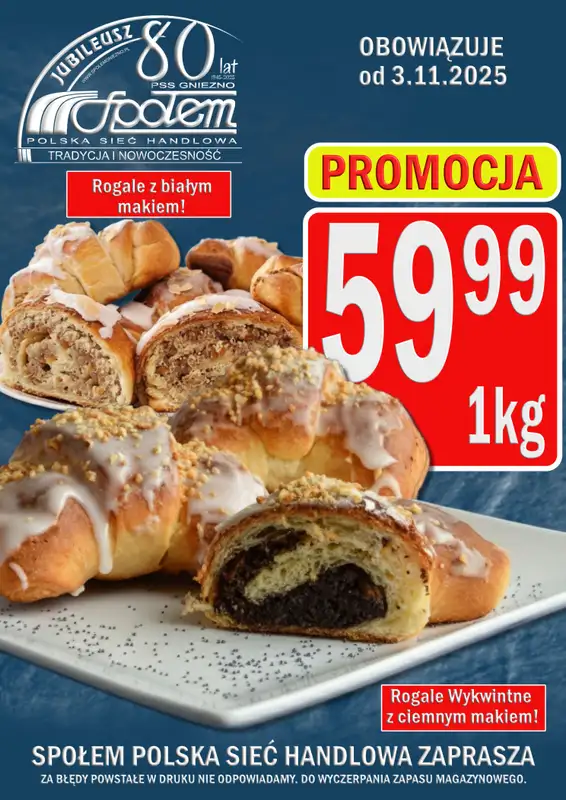 Społem - Blisko i Korzystnie - gazetka promocyjna Plakat promocyjny PSS Gniezno od poniedziałku 03.11 do wtorku 11.11