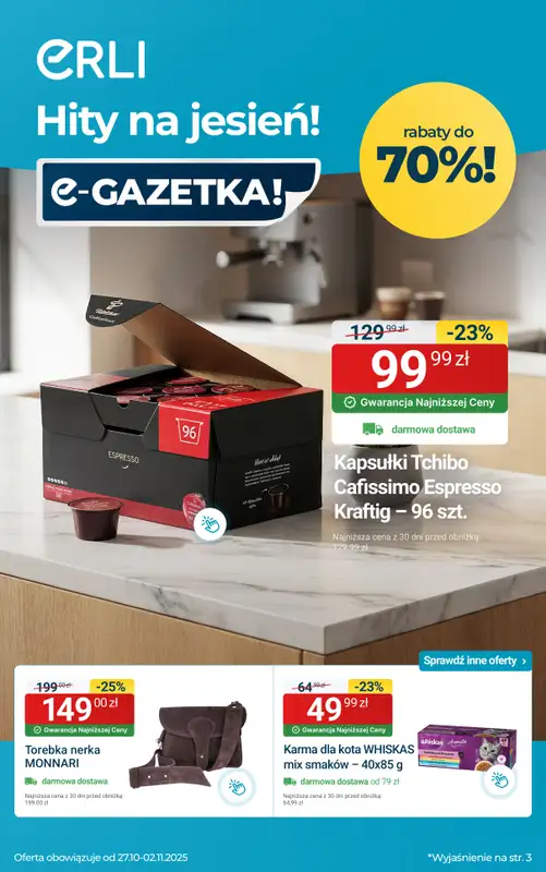 Erli - gazetka promocyjna Uzupełnij domowe zapasy – taniej! od wtorku 28.10 do niedzieli 02.11