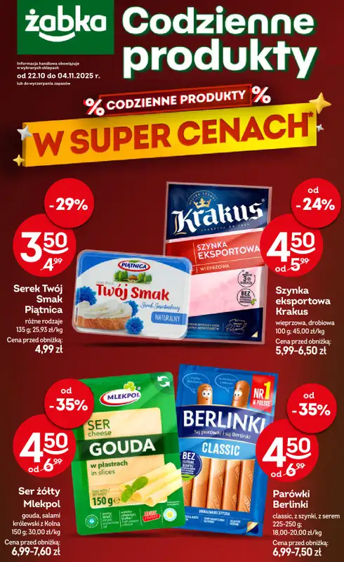 Żabka - gazetka promocyjna Gazetka Spożywcza od środy 22.10 do wtorku 04.11